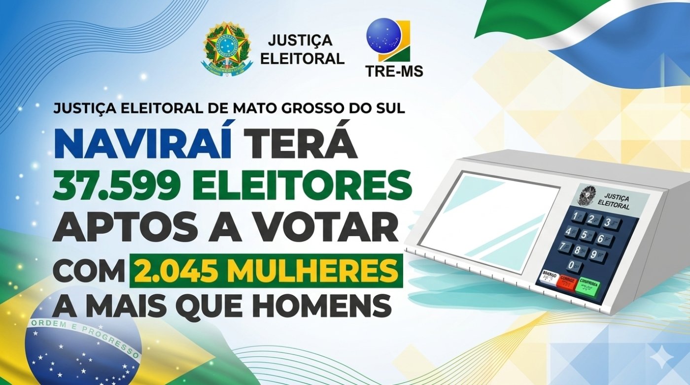 Naviraí terá 37,5 mil eleitores aptos a votar nas Eleições 2026